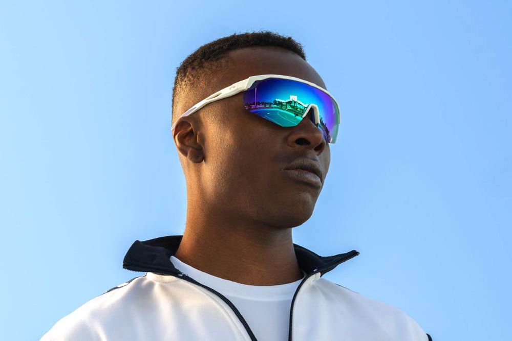 Falcon TR90 sunglasses frame worn by model.