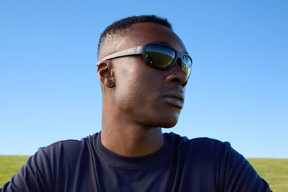 Lachie TR90 sunglasses frame worn by model.