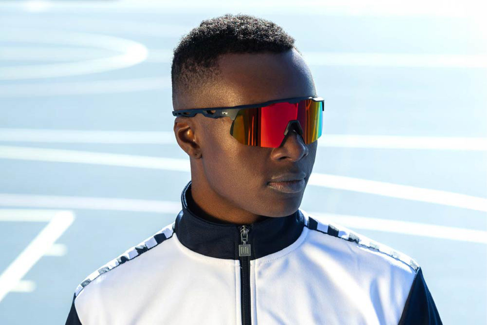 Todd TR90 sunglasses frame worn by model.