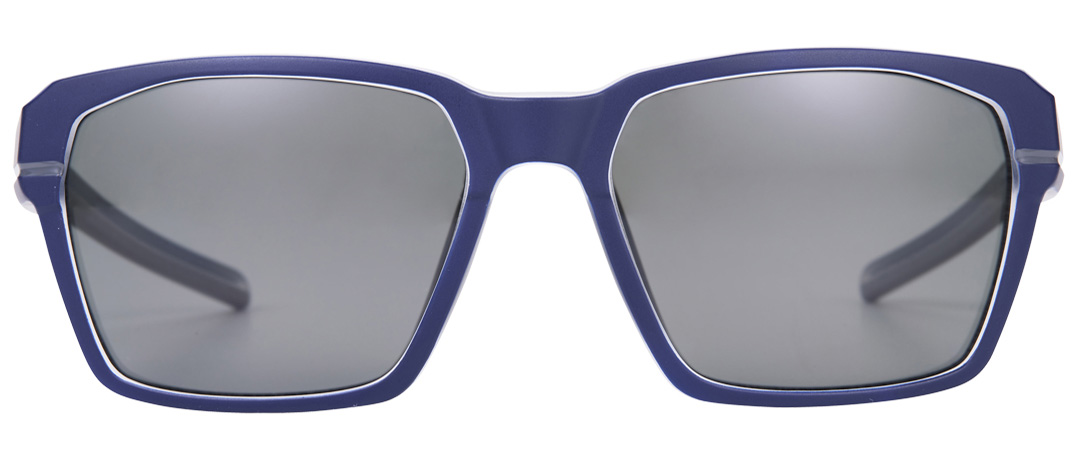 Yannis frame in the colour Paco Blue displayed in front angle view.